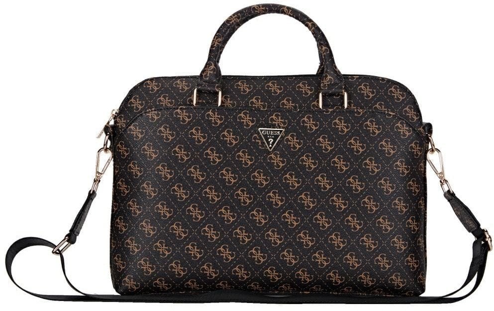 Bag Guess New 4G Zipper Pocket Triangle Logo 15" black