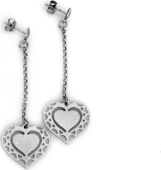 Lovrin SREBRNE KOLCZYKI WISZĄCE AŻUROWE SERCA 925