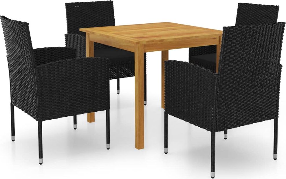 vidaXL 5-częściowy zestaw mebli ogrodowych, czarny