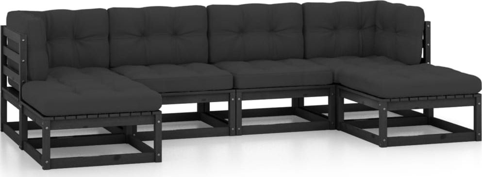 vidaXL 6-cz. zestaw wypoczynkowy do ogrodu, z poduszkami, czarny