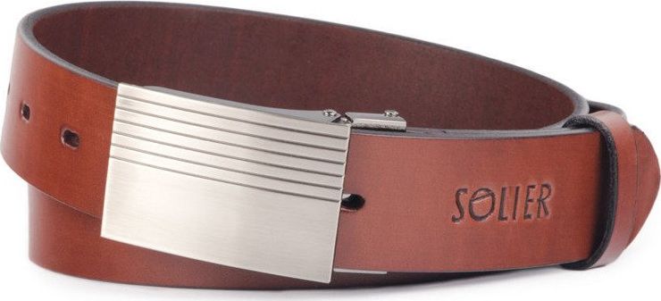 Solier Skórzany elegancki pasek męski SOLIER SB12 ciemny brąz 110 cm