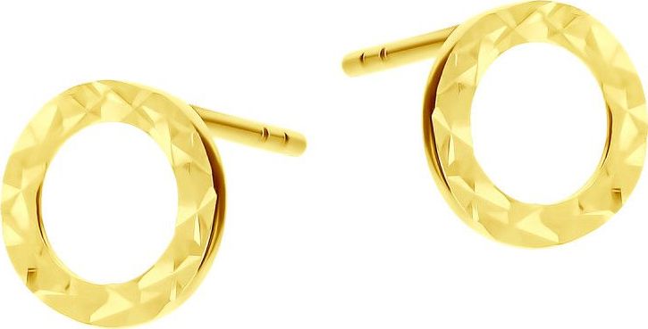 Lovrin Złote kolczyki 375 grawerowane koła 0,69g