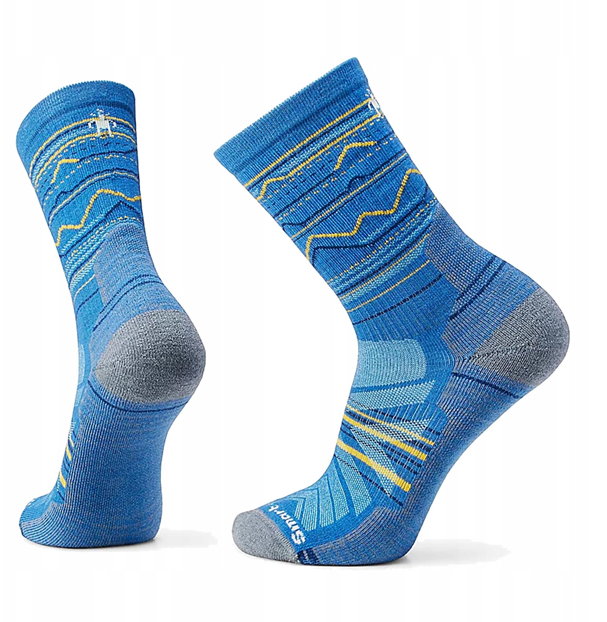 U'S Hike Light Cushion Mountain Range Pattern Crew Socks, J96 | laguna blue, M