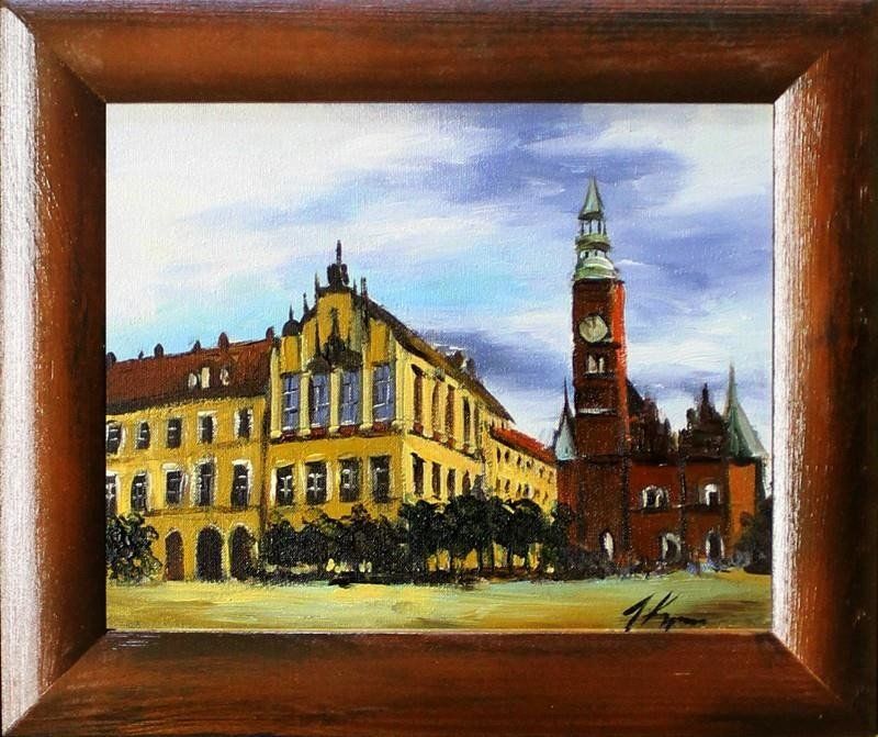 GO-BI Obraz "Wrocław" ręcznie malowany 27x32cm