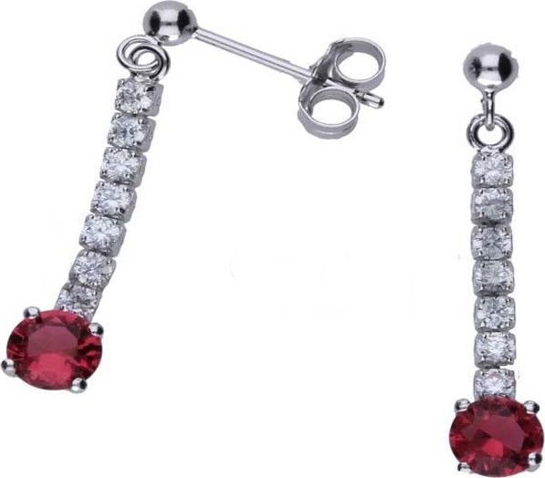 Lovrin Srebrne kolczyki 925 okrągłe czerwone 2,50g