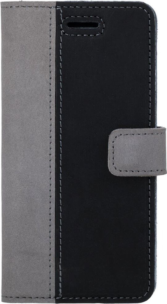 Surazo Etui na telefon Surazo ze skóry naturalnej Wallet case - Nubuk Szary i Czarny (51408-296) - 51408-296