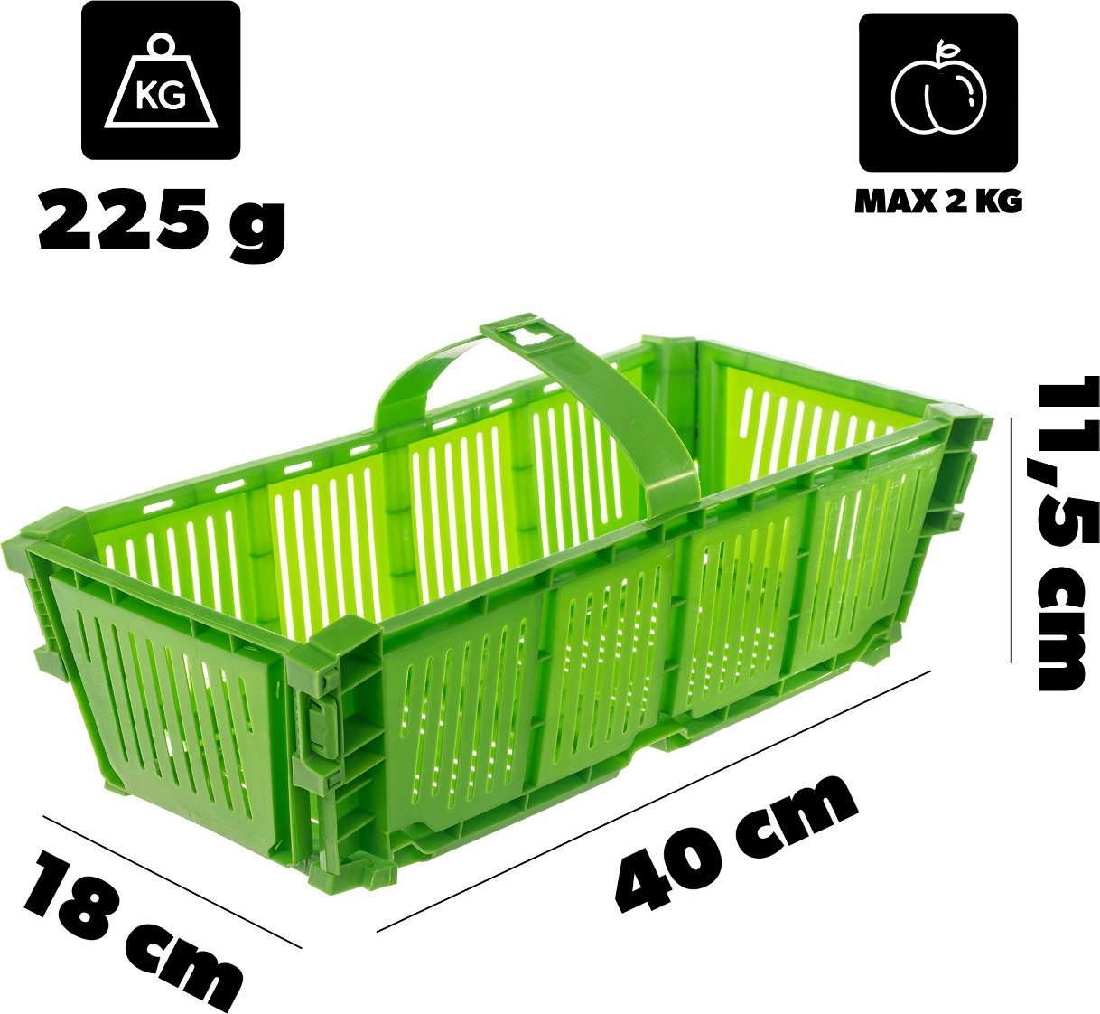 KADAX Łubianka Składana Koszyk Kobiałka Na Owoce Truskawki Plastikowa 2 kg