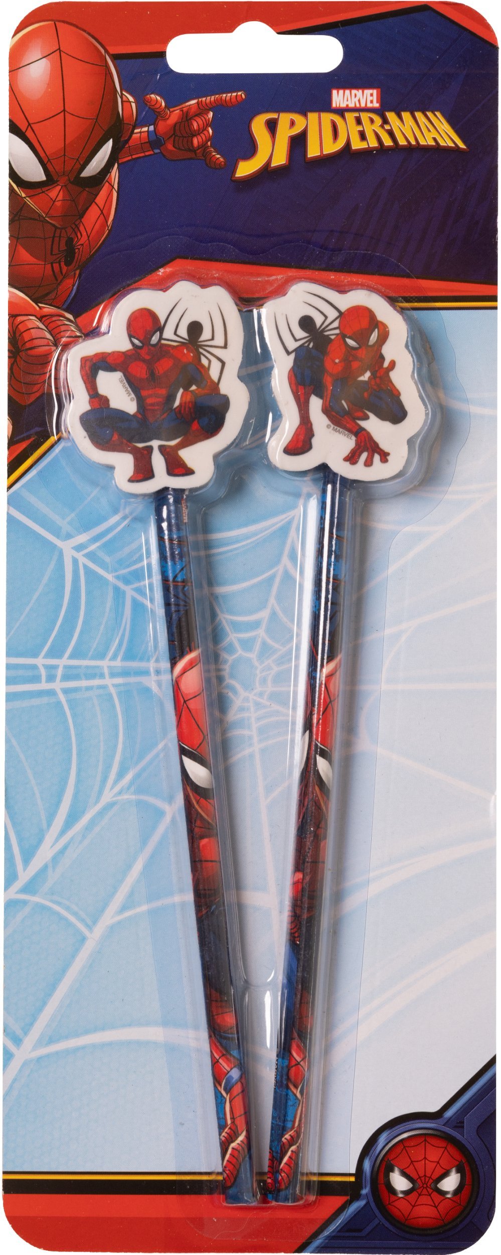 SPIDERMAN, 2-pack pencils w/eraser toppers