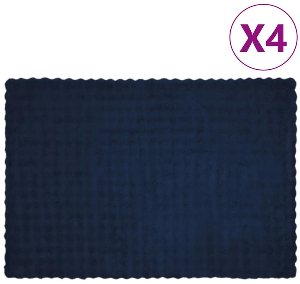 vidaXL Koc z futra syntetycznego królika 4 pcs Niebieski Morski