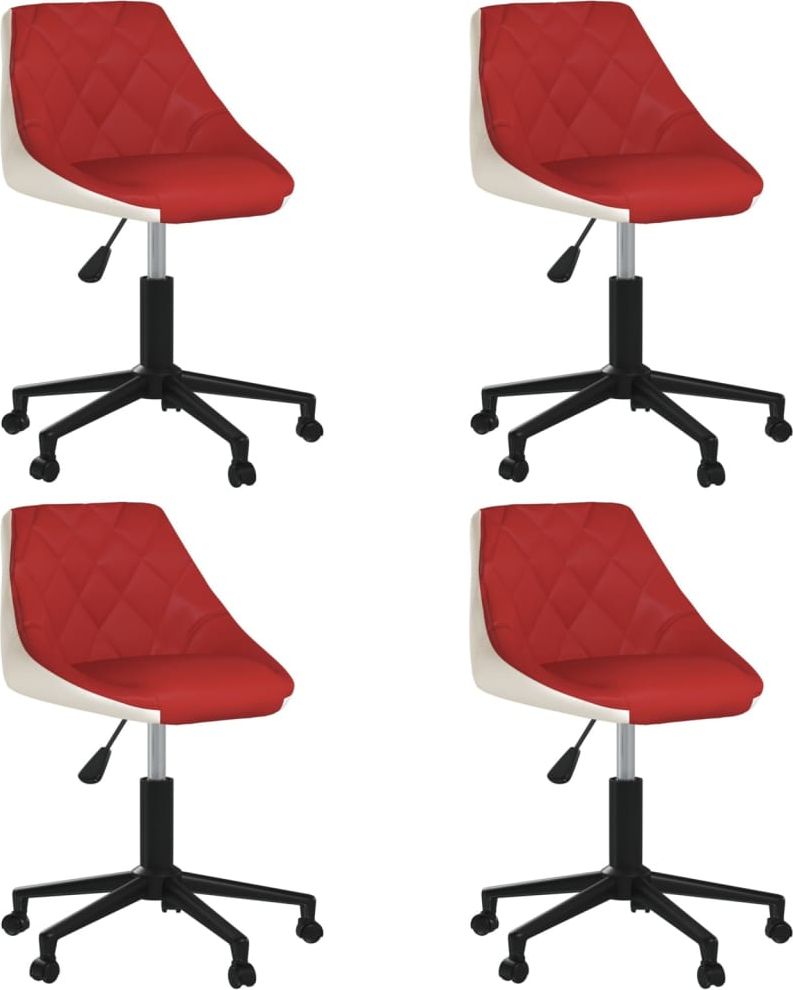 vidaXL Obrotowe krzesła stołowe, 4 szt., czerwono-białe, ekoskóra