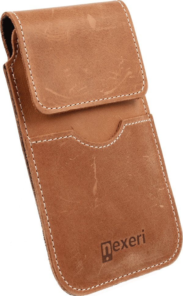 Kabura Pionowa IPHONE 13 / 13 PRO / 12 / 12 PRO Etui Skórzane do Paska Otwierana Portfel Nexeri Flap Leather brązowa