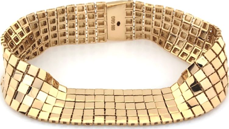 Lovrin ZŁOTA ELEGANCKA BRANSOLETKA 585 SZEROKA KWADRACIKI 19g