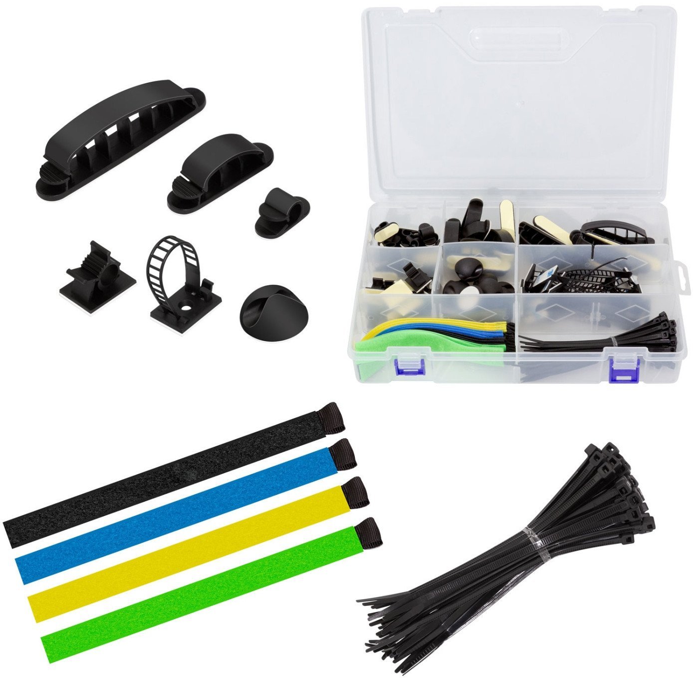 LogiLink Cable organizer set in a box, 8 items, 128 pcs., mixed color