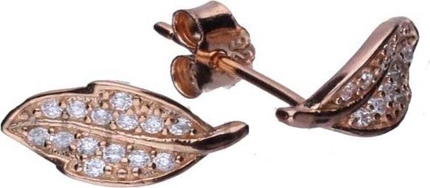 Lovrin Srebrne pozłacane kolczyki 925 listek cyrkonia 1,00g