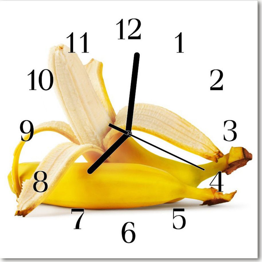 Tulup Zegar szklany ścienny Cichy Banany Owoc 30x30 71255339