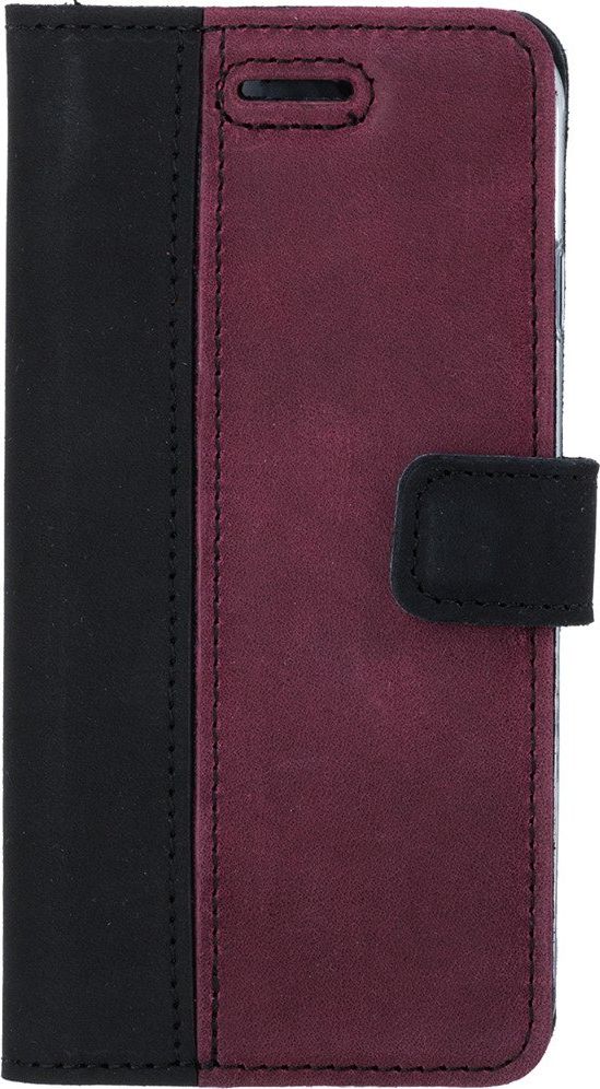 Surazo Etui na telefon Surazo ze skóry naturalnej Wallet case - Nubuk Czarny i Burgund