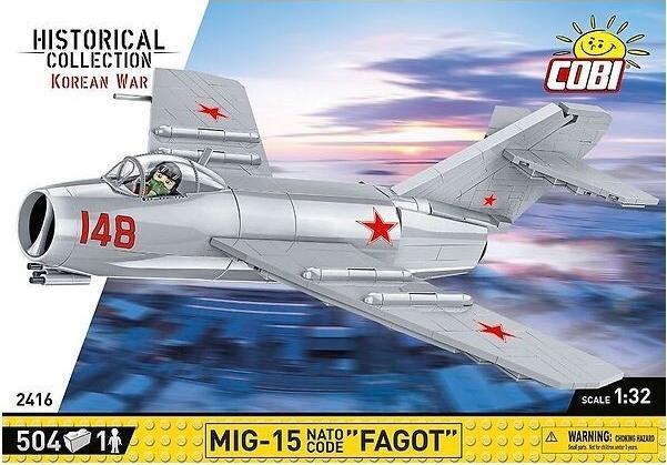 Cobi COBI 2416 Historical Collection Korean War Wojna w Korei Samolot myśliwski MIG-15 NATO CODE "FAGOT" 504 klocki