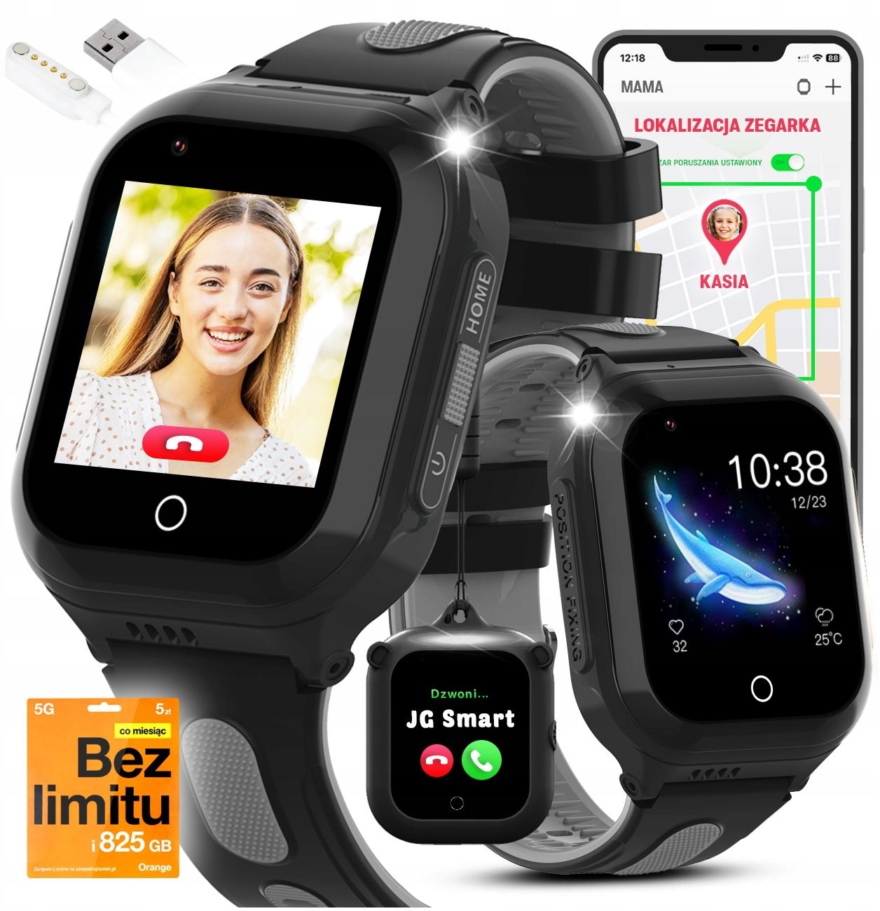 Smartwatch dla Dzieci Zegarek PL GPS Rozmowy Nauka Gry Aparat Wideo Prezent