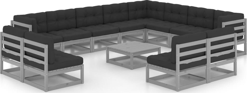 vidaXL 13-cz. zestaw wypoczynkowy do ogrodu, z poduszkami, szary