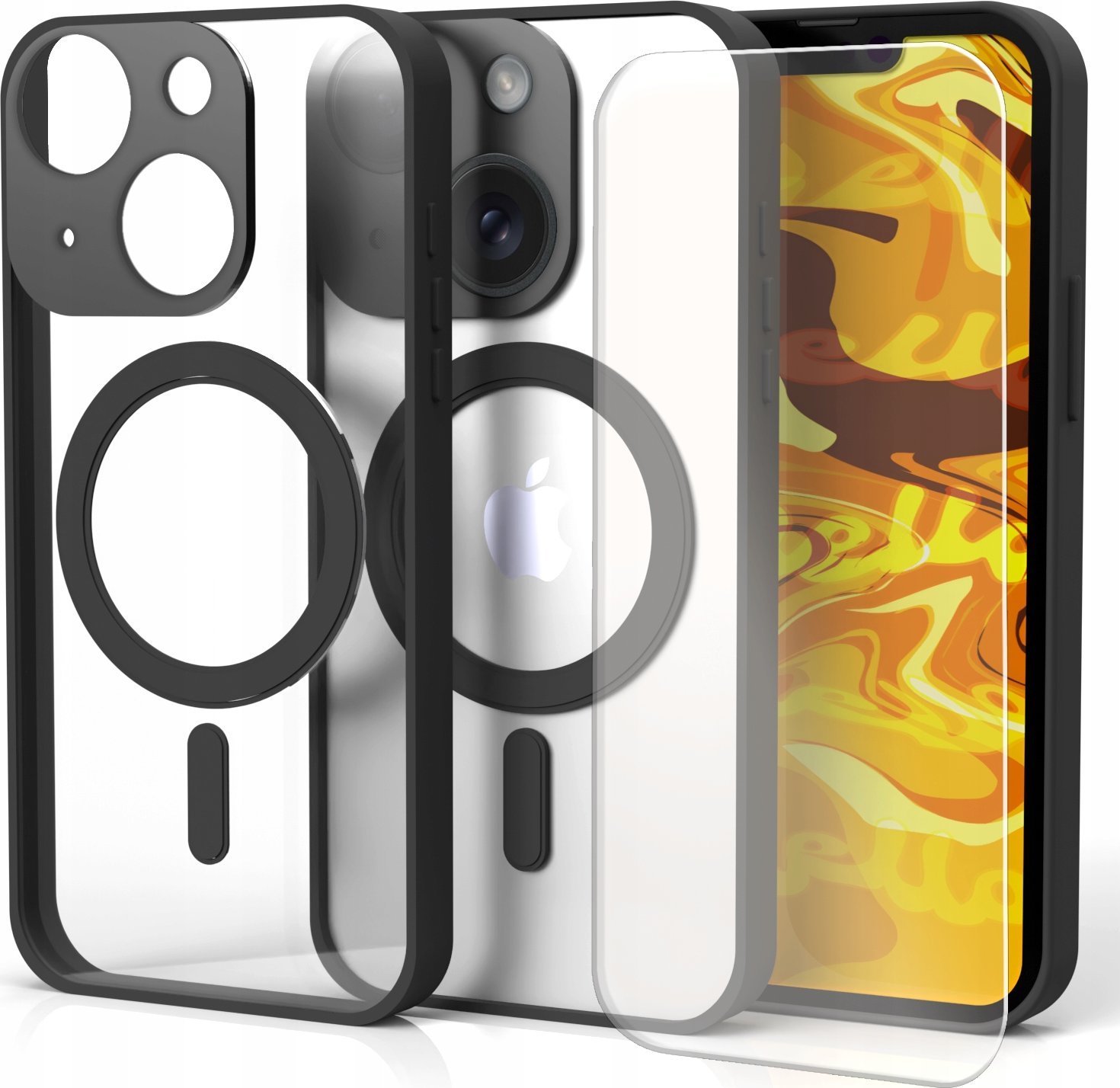 Hello Case Etui do iPhone 14 Czarny (MagSafe, Magnetyczne, Pancerne, Obudowa) szkło