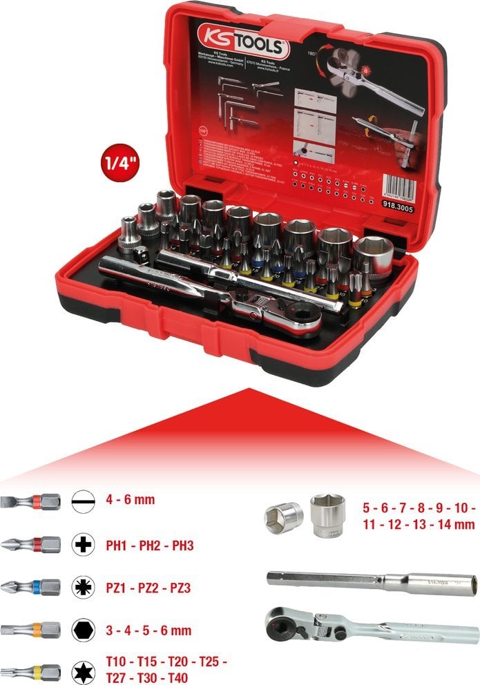 KS Tools KS Tools 1/4 TORSIONpower Socket Box 33-piece