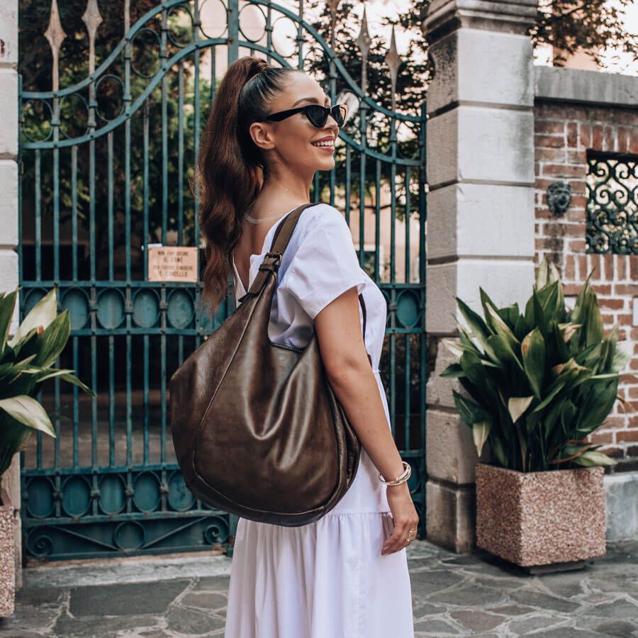 Marco Mazzini Shopper bag MARCO MAZZINI ciemny beż khaki v141e