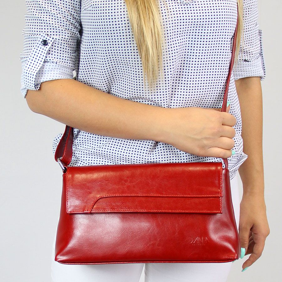 DAN-A Torebka skórzana damska listonoszka DAN-A T70 czerwona