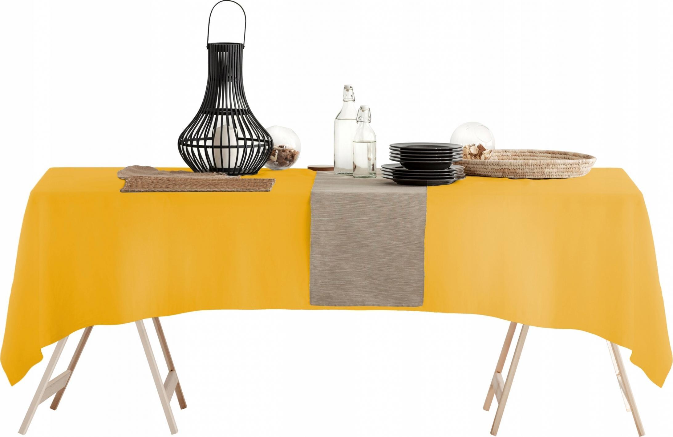 Spod Igły i Nitki MUSZTARDOWY NOWOCZESNY OBRUS PLAMOODPORNY 140x260