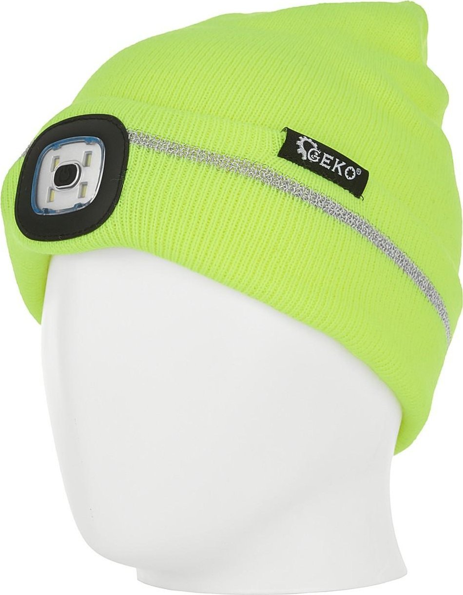 Geko Czapka zimowa z odblaskiem akumulatorowa z lampką LED (żółta) (100)