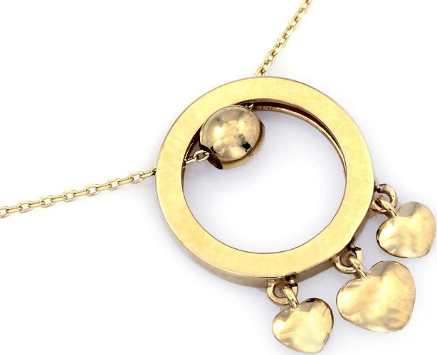 Lovrin Złoty naszyjnik 585 trzy serduszka koło 3,08 g