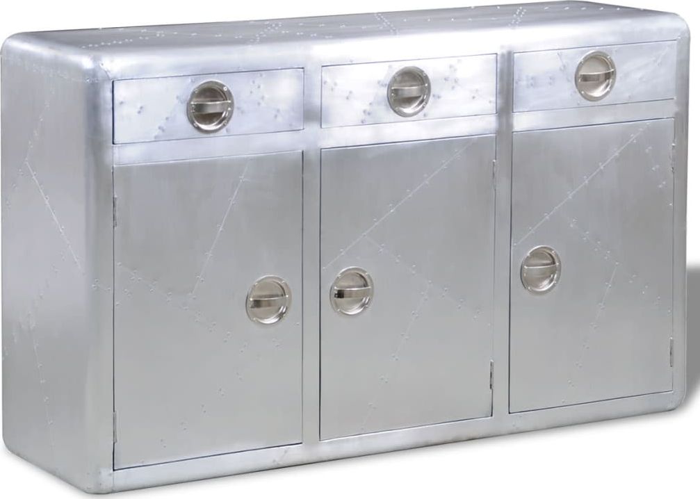 vidaXL Aluminiowy kredens vintage Aviator z 3 szufladami