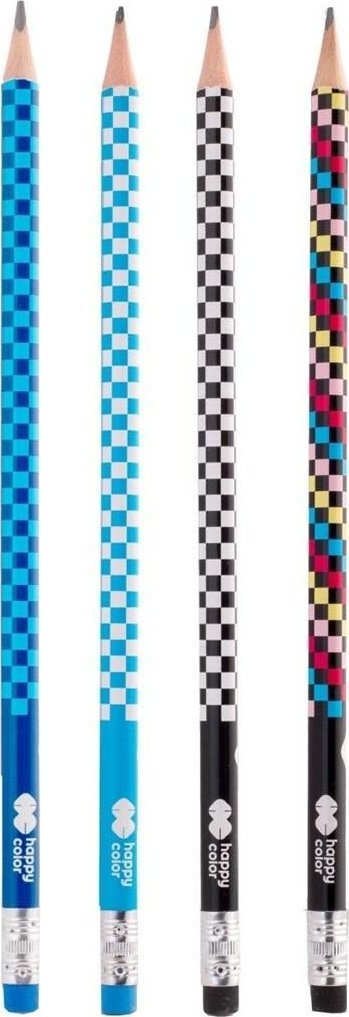 Ołówek trójkątny z gumką 2B (24szt) HAPPY COLOR