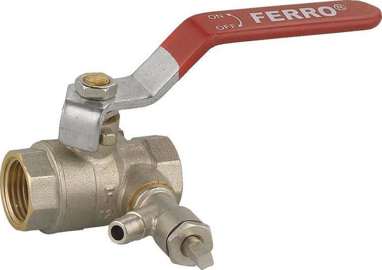 Ferro Zawór kulowy z końcówką na węża rączką 1" nakrętno-nakrętny Normal FERRO KPW3