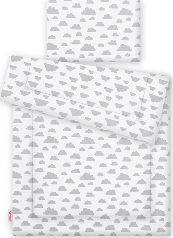 Komplet pościeli dla dzieci z wypełnieniem 135x100 cm - chmurki szare