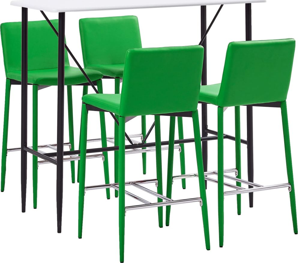 vidaXL 5-częściowy zestaw mebli barowych, sztuczna skóra, zielony