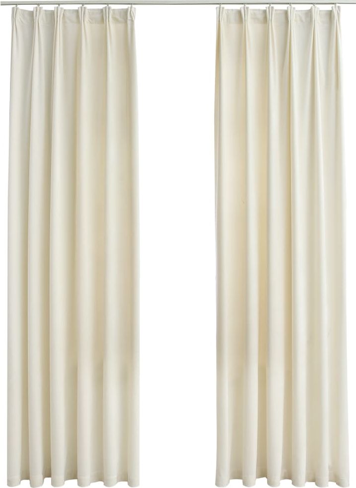 vidaXL Zasłony z haczykami, 2 szt., aksamitne, kremowe, 140x225 cm