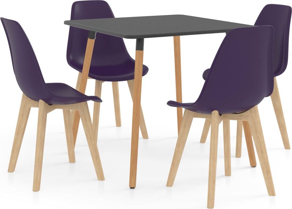 vidaXL 5-częściowy zestaw mebli jadalnianych, ciemnofioletowy