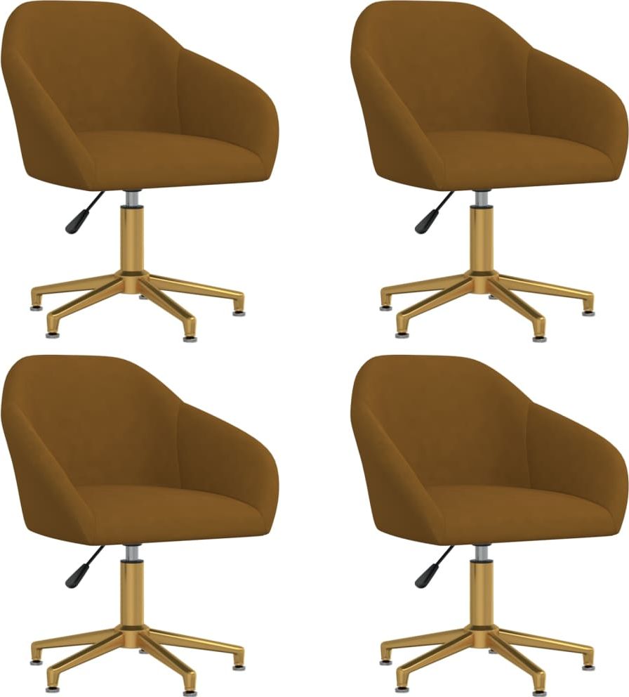 vidaXL Obrotowe krzesła stołowe, 4 szt., brązowe, obite aksamitem