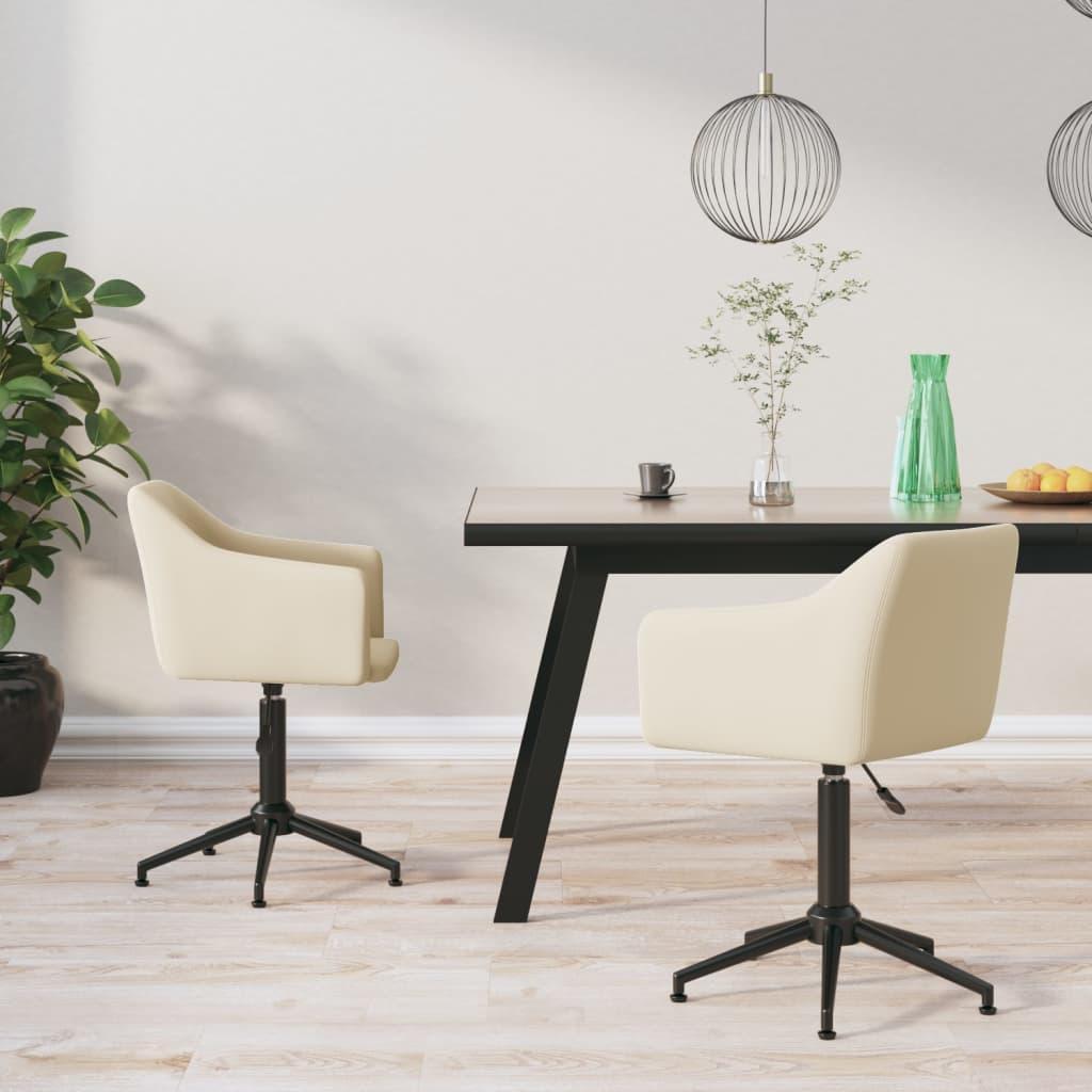 vidaXL vidaXL Obrotowe krzesła stołowe, 2 szt., kremowe, obite aksamitem