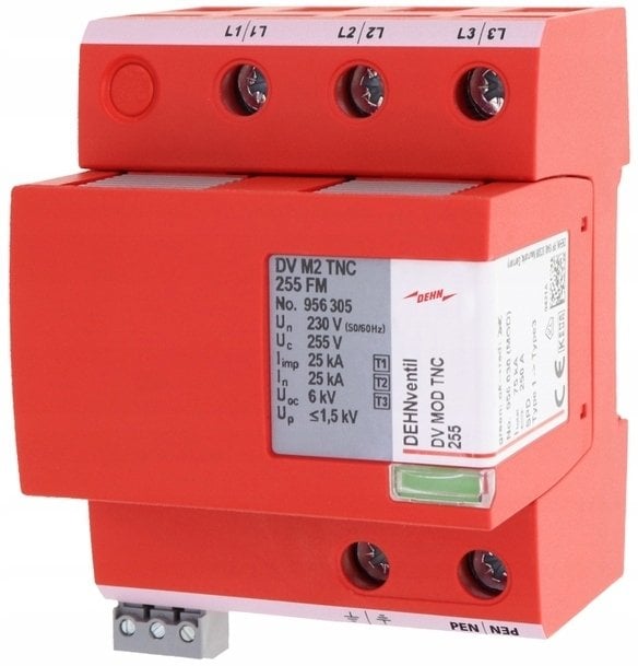 Ogranicznik przepięć Typ T1+T2+T3 75kA 25kA 3P sieć TNC DEHNventil M2 TNC FM 956305