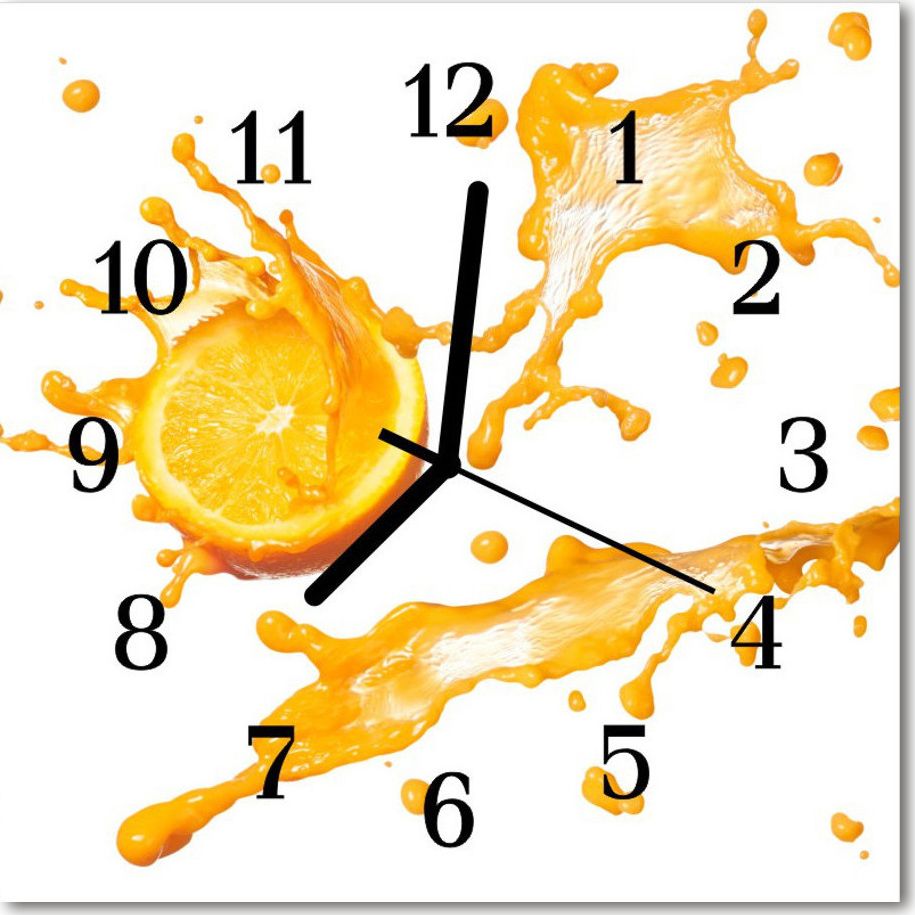 Tulup Zegar szklany ścienny Cichy Sok pomarańczowy