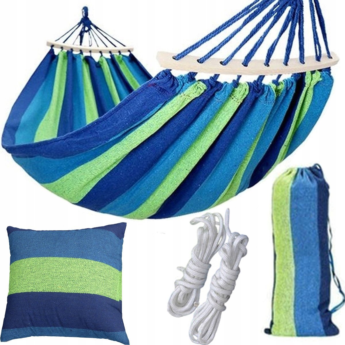 Korbi HAMAK OGRODOWY XXL BRAZYLIJSKI 270x150 DWUOSOBOWY POKROWIEC ZESTAW DUŻY WZ4