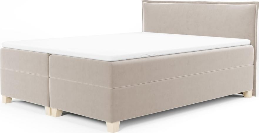 Selsey SELSEY Łóżko kontynentalne 180x200 cm Froncle z pojemnikami i topperem beżowe