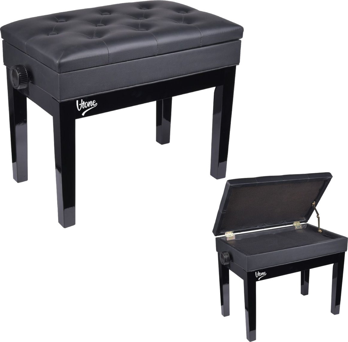V-Tone V-TONE ŁAWA 2 BK ława do pianina ze schowkiem CZARNA