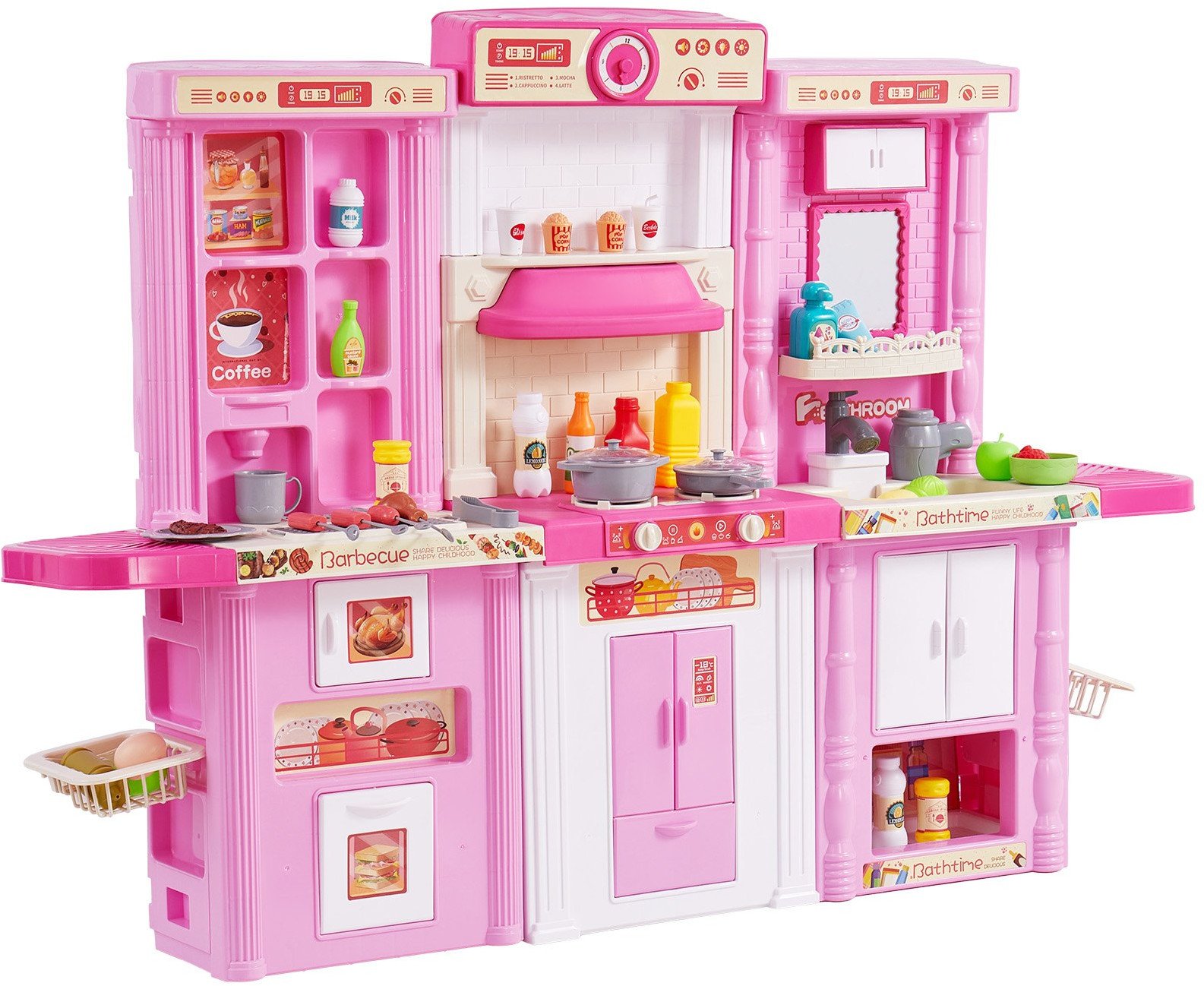 Kuchenka Zabawkowa 3w1 dla Dzieci z 74 Akcesoriami Różowa