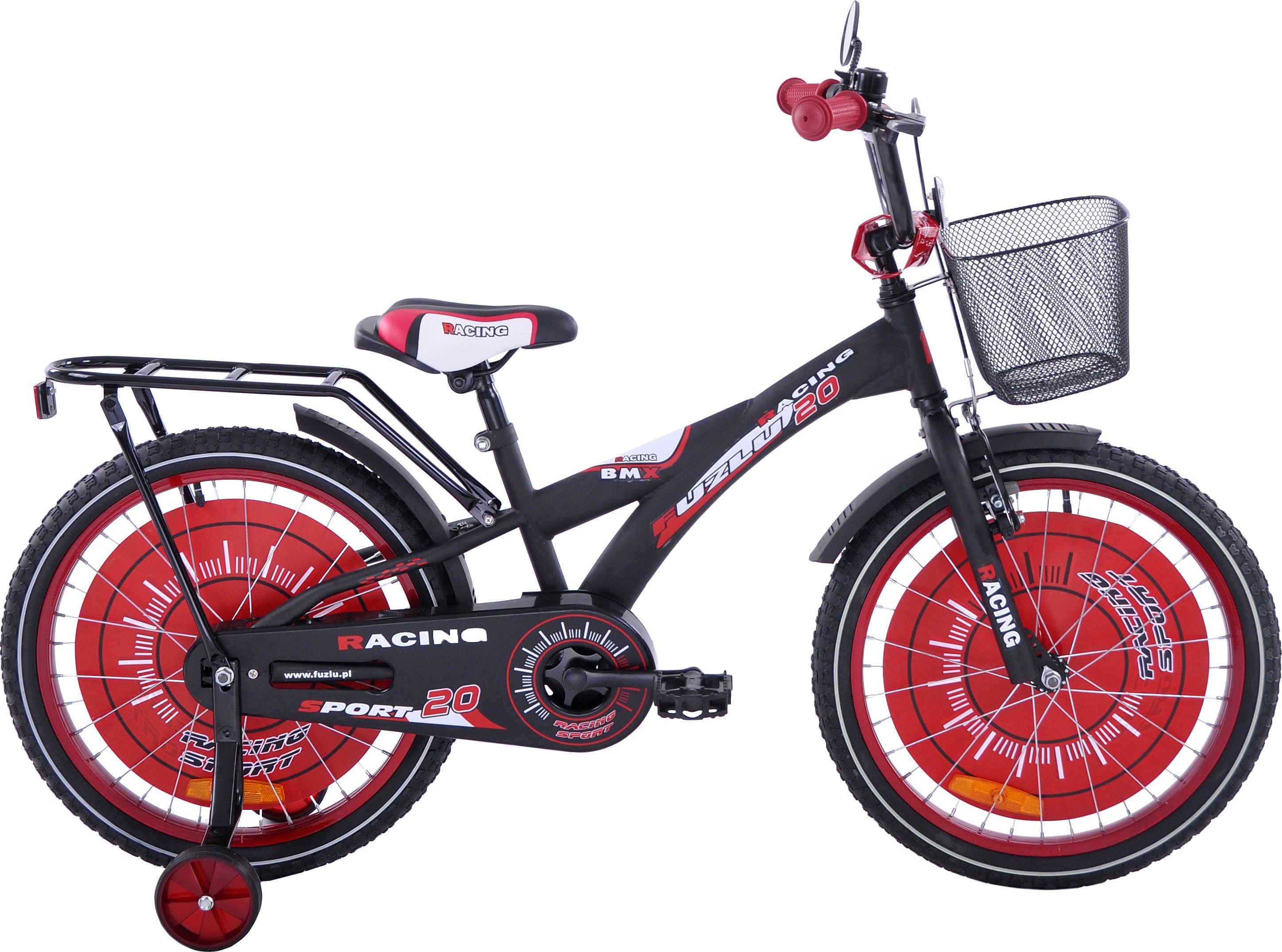 Fuzlu Rower dziecięcy 20 Racing Sport czarny mat czerwony