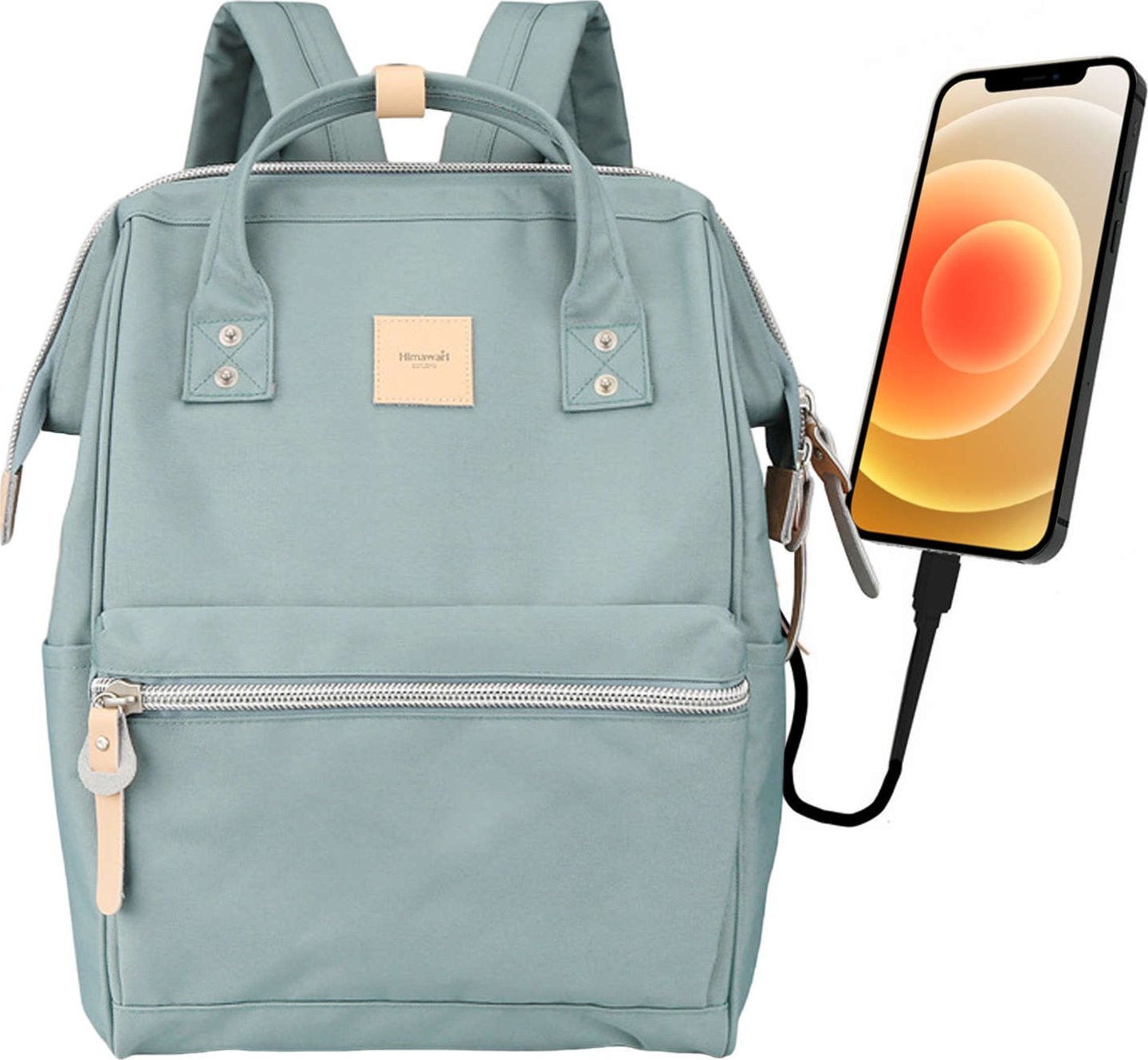 Torba 4kom.pl Plecak Himawari torba na laptopa 13.3 + USB pojemny wodoodporny A4 Uniwersalny 19L Travel Backpack Vintage Zielony