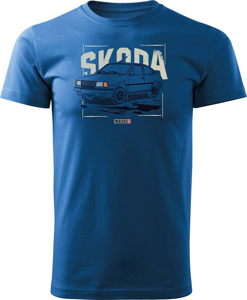 Topslang Koszulka z samochodem Skoda 120 125 130 PRL legend męska niebieska REGULAR XXL