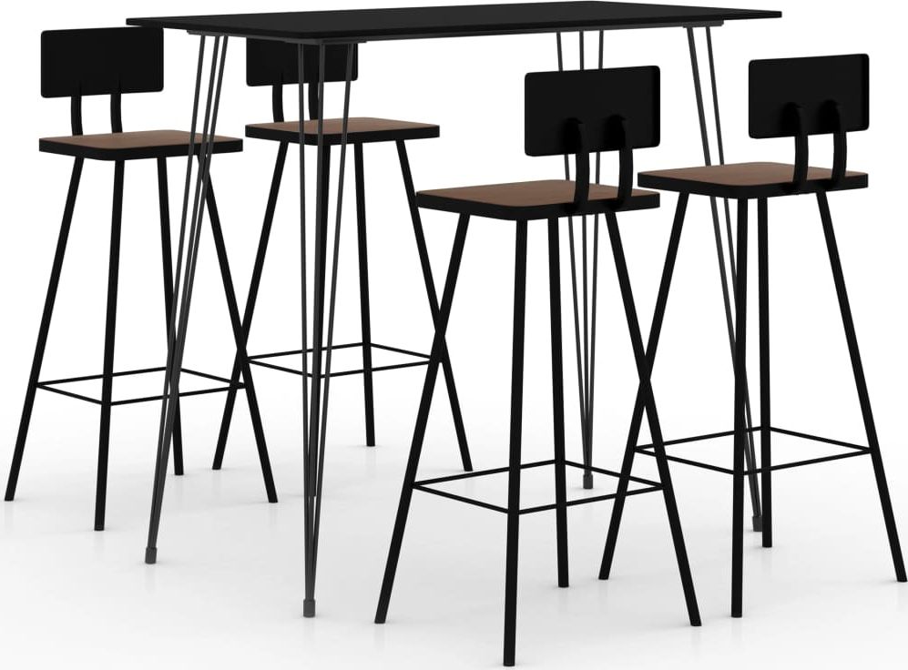 vidaXL 5-częściowy zestaw mebli barowych, czarny