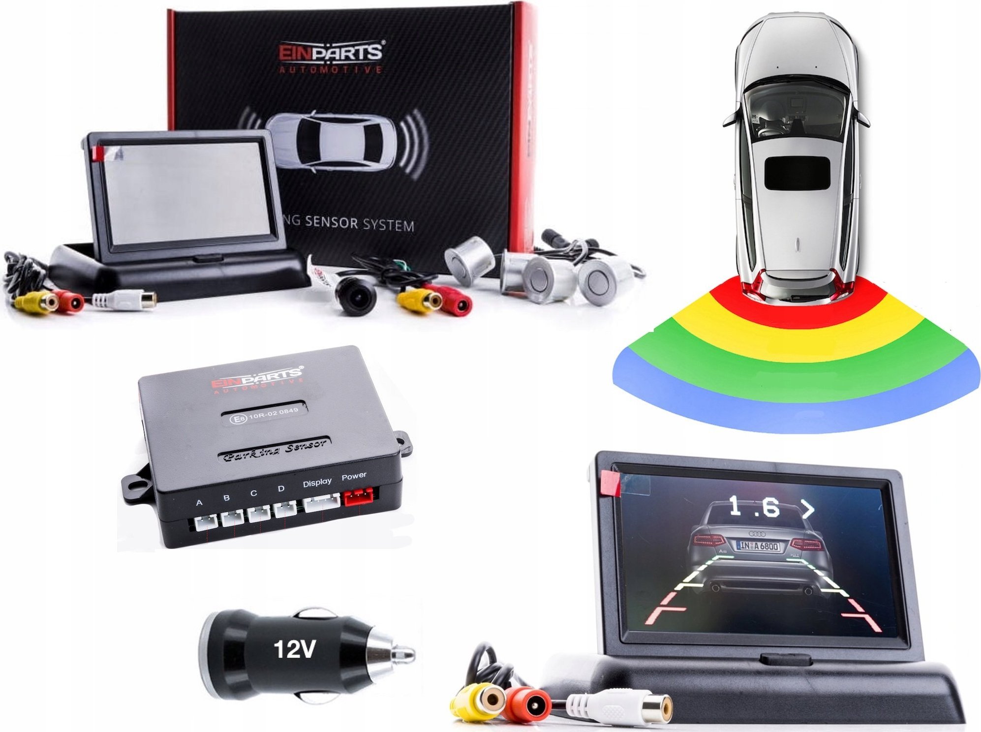 Einparts Czujniki parkowania EPP5700 22mm SREBRNE + kamera